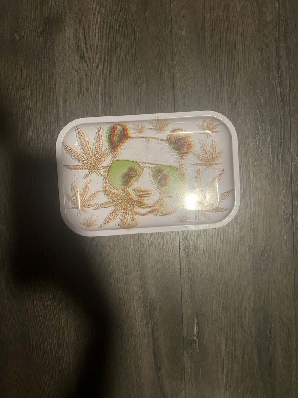 Spencer's Panda Leaf Graphic Metal Rolling Tray